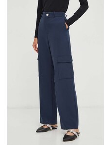 Custommade spodnie damskie kolor granatowy proste high waist
