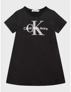 Calvin Klein Jeans Sukienka codzienna Monogram Metallic IG0IG01835 Czarny Regular Fit