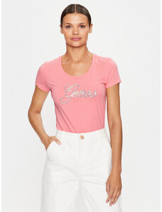 Guess T-Shirt W3YI36 J1314 Różowy Slim Fit
