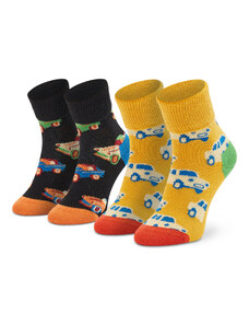 Happy Socks Zestaw 2 par wysokich skarpet dziecięcych KCAR19-9300 Kolorowy