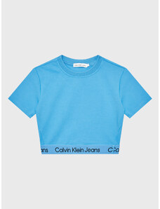 Calvin Klein Jeans T-Shirt Logo Tape IG0IG01948 Niebieski Regular Fit