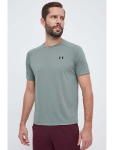 Under Armour t-shirt treningowy kolor zielony gładki