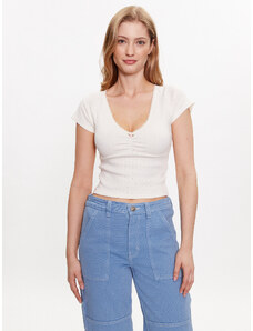 BDG Urban Outfitters T-Shirt BDG AIMEE POINTELLE TOP 76468321 Biały Slim Fit