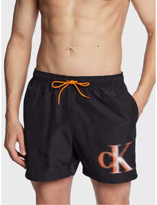 Calvin Klein Swimwear Szorty kąpielowe Medium Drawstring Graphic KM0KM00800 Czarny Regular Fit