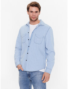 Sisley Koszula jeansowa 5FV6SQ017 Błękitny Regular Fit
