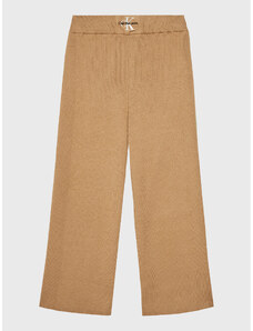 Calvin Klein Jeans Spodnie dzianinowe Monogram Rib IG0IG01700 Beżowy Regular Fit