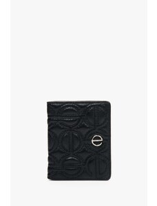 Mały skórzany portfel damski w kolorze czarnym ze srebrnymi okuciami Estro ER00113655