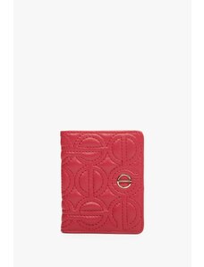 Mały skórzany portfel damski w kolorze czerwonym ze złotymi okuciami Estro ER00113657