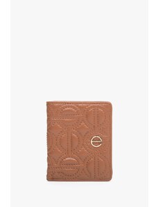 Mały skórzany portfel damski w kolorze brązowym ze złotymi okuciami Estro ER00113658