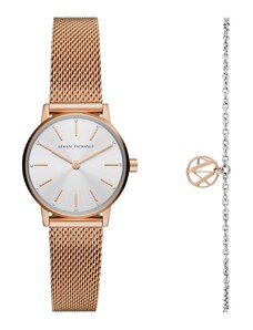 Armani Exchange Zestaw zegarek i bransoletka Lola AX7121 Złoty