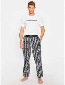 KARL LAGERFELD Piżama Printed Pj T-Shirt Set 225M2100 Biały Regular Fit