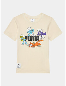 Puma T-Shirt Puma X The Smurfs 622981 Écru Regular Fit