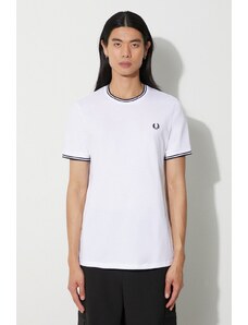 Fred Perry t-shirt bawełniany męski kolor biały z aplikacją M1588.100