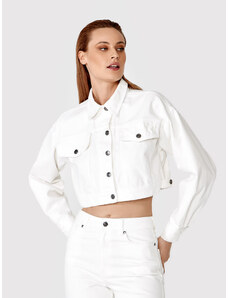 Simple Kurtka jeansowa KUD003 Biały Regular Fit