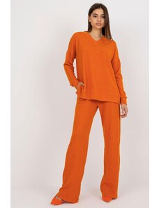 ModaMia Pomarańczowy prążkowany komplet casualowy oversize