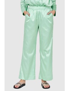 JUICY COUTURE Zielone satynowe spodnie piżamowe w logo, Wybierz rozmiar L