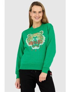 KENZO Zielona bluza damska z krzyżykowym tygrysem, Wybierz rozmiar L