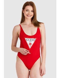 GUESS Czerwony strój kąpielowy z trójkątnym logo, Wybierz rozmiar S
