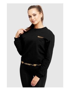 MOSCHINO Czarna bluza damska ze złotym logo, Wybierz rozmiar XS