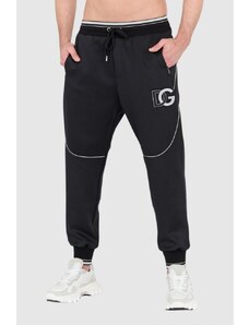 Dolce and Gabbana DOLCE & GABBANA Czarne spodnie dresowe z dużym logo, Wybierz rozmiar 48