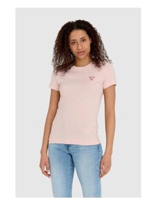 GUESS Różowy t-shirt damski slim fit z małym logo, Wybierz rozmiar M