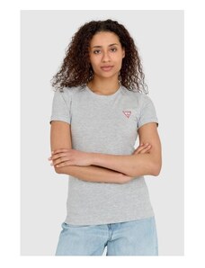 GUESS Szary t-shirt damski slim fit z małym logo, Wybierz rozmiar S
