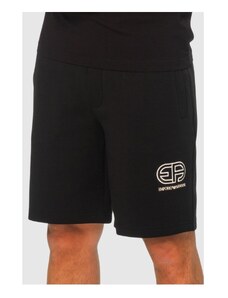EMPORIO ARMANI Czarne bawełniane szorty z wyszywanym logo, Wybierz rozmiar S