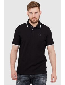 ARMANI EXCHANGE Czarna koszulka polo z okrągłym logo, Wybierz rozmiar M