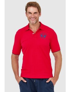 LA MARTINA Czerwona koszulka polo z wyszywanym logo, Wybierz rozmiar XXL