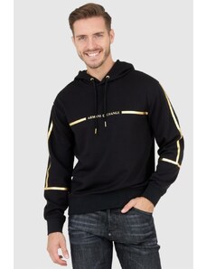 ARMANI EXCHANGE Czarna bluza męska z kapturem ze złotym logo, Wybierz rozmiar XL