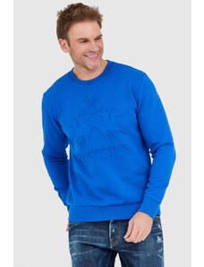 LA MARTINA Niebieska bluza męska z tłoczonym logo, Wybierz rozmiar 3XL