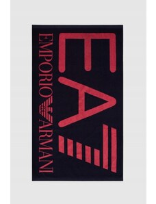 EA7 Emporio Armani EA7 Granatowy ręcznik z dużym czerwonym logo