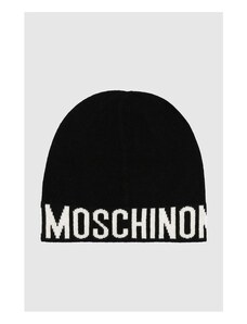 MOSCHINO Czarna czapka damska z białym logo