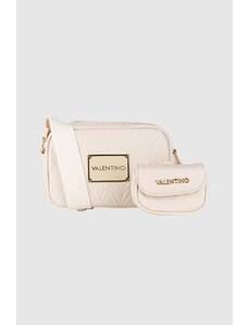 Valentino by Mario Valentino VALENTINO Tłoczona kremowa torebka z przypinaną saszetką sunny re haversack