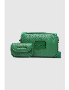 Valentino by Mario Valentino VALENTINO Tłoczona zielona torebka z przypinaną saszetką sunny re haversack
