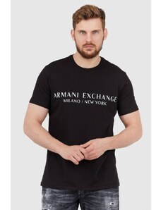 ARMANI EXCHANGE Czarny t-shirt męski z aplikacją z logo, Wybierz rozmiar L