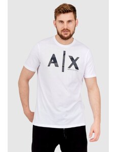 ARMANI EXCHANGE Biały t-shirt męski z szarym logo, Wybierz rozmiar L