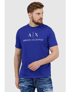 ARMANI EXCHANGE Niebieski t-shirt męski z białym logo, Wybierz rozmiar L