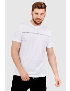 ARMANI EXCHANGE Biały t-shirt męski z paskiem z logo, Wybierz rozmiar M