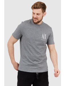 ARMANI EXCHANGE Szary t-shirt męski z wyszywanym logo, Wybierz rozmiar L