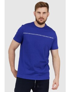 ARMANI EXCHANGE Niebieski t-shirt męski z paskiem z logo, Wybierz rozmiar L