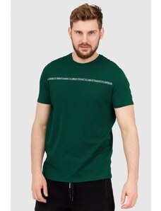 ARMANI EXCHANGE Zielony t-shirt męski z paskiem z logo, Wybierz rozmiar M