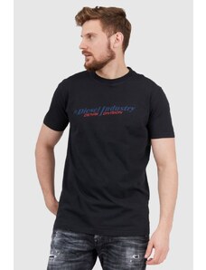 DIESEL Czarny t-shirt męski z granatowym logo, Wybierz rozmiar S