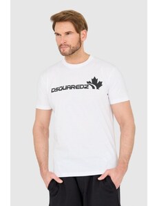 DSQUARED2 Biały bawełniany t-shirt z dużym logo, Wybierz rozmiar S