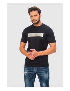 EMPORIO ARMANI Granatowy t-shirt męski ze srebrnym logo, Wybierz rozmiar L