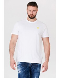 GUESS Biały t-shirt męski z żółtym logo, Wybierz rozmiar L