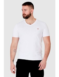 GUESS Biały t-shirt męski w serek, Wybierz rozmiar S