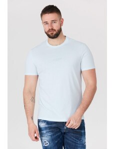GUESS Błękitny t-shirt męski z aplikacją z logo, Wybierz rozmiar M