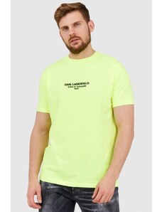 KARL LAGERFELD Neonowy t-shirt męski z wypukłym logo, Wybierz rozmiar S
