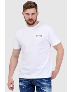OFF-WHITE Biały t-shirt męski z wytłaczanym logo, Wybierz rozmiar S